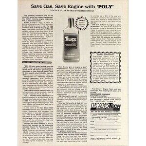 US Auto-Tech SLICK 50 Engine Treatment for Gas and Diesel" Vintage Print Ad 1989